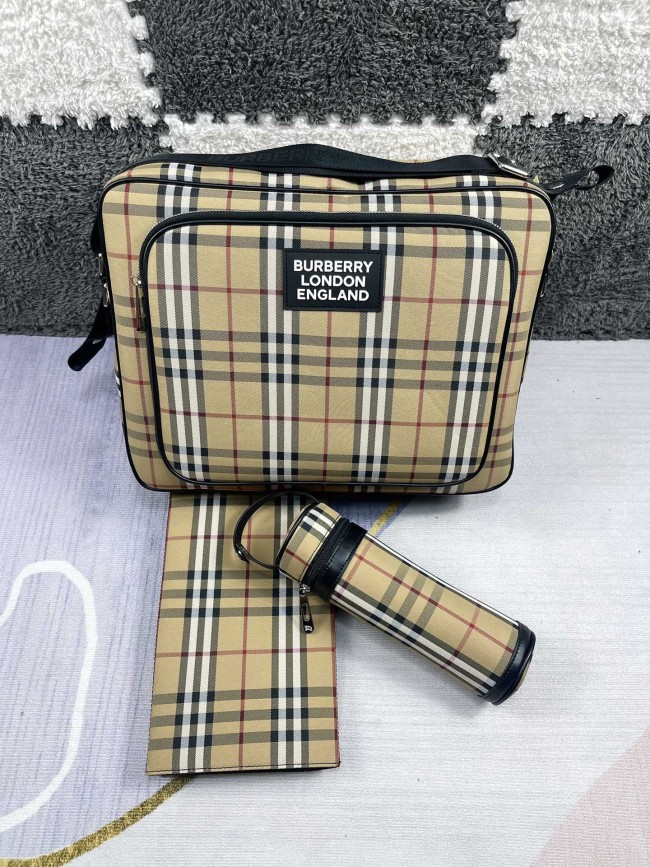 Canvas and split leather baby diaper bag + nursing bottle bag+ cushion, AAA, no box,diaper bag size 42x30x15cm,B98-130