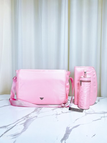 Canvas and split leather baby diaper bag + nursing bottle bag+ cushion, AAA, no box,diaper bag size  42x30x15cm,B98-129