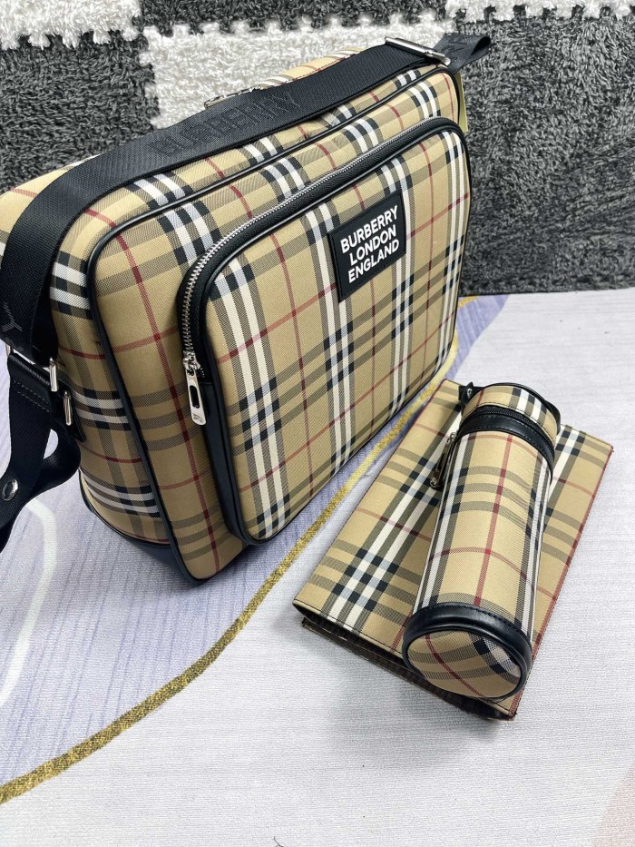 Canvas and split leather baby diaper bag + nursing bottle bag+ cushion, AAA, no box,diaper bag size  42x30x15cm,B98-130