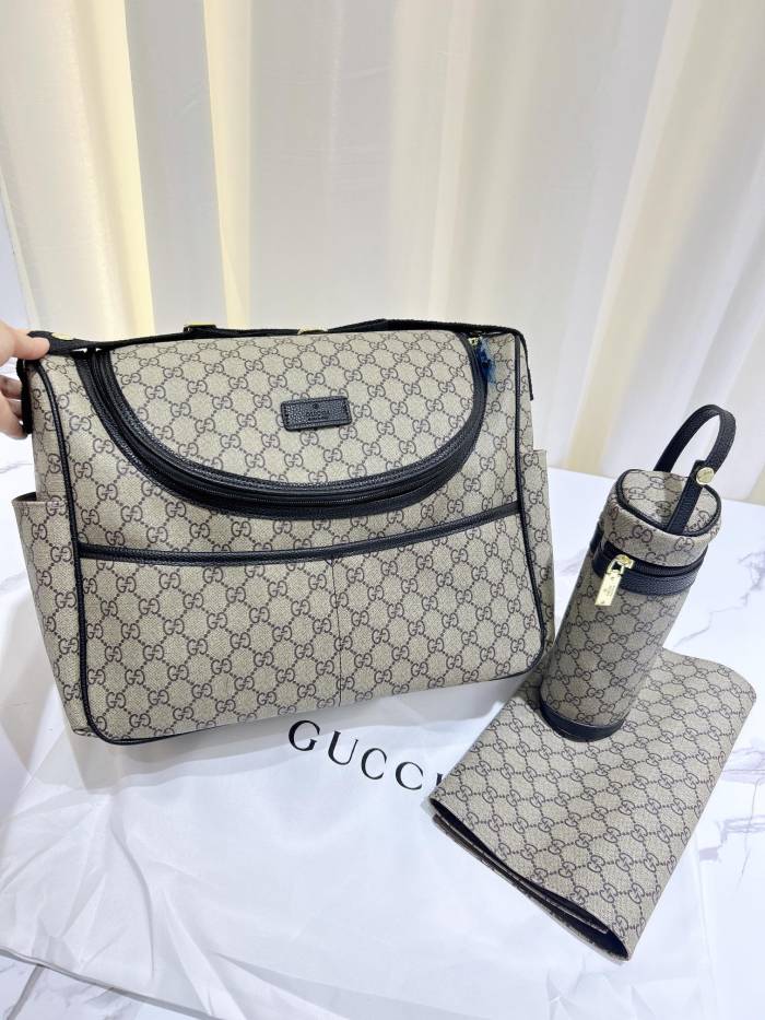 Canvas and split leather baby diaper bag + nursing bottle bag+ cushion, AAA, no box,diaper bag size  42x30x15cm,B98-125