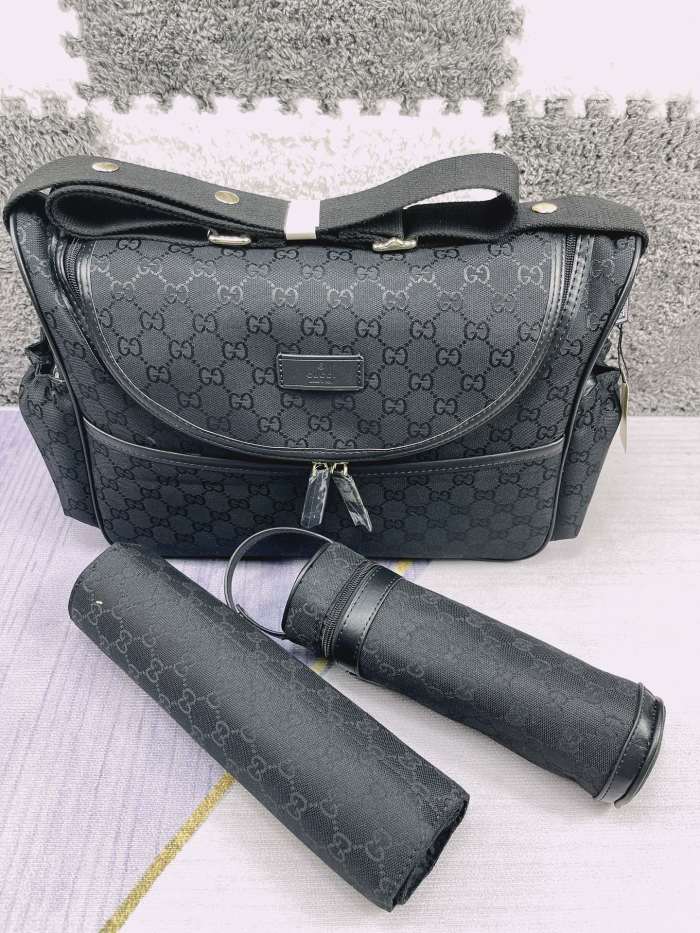 Canvas and split leather baby diaper bag + nursing bottle bag+ cushion, AAA, no box,diaper bag size  42x30x15cm,B98-131