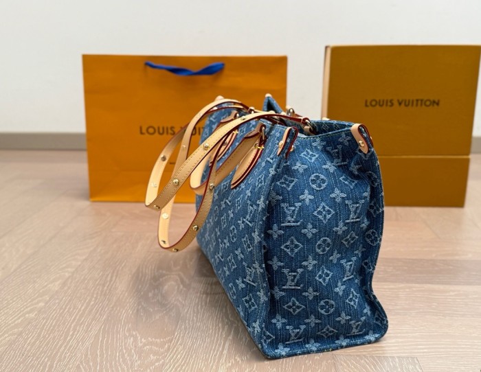 Split leather denim bag ,4A ,size 35x26cm,no box,  B88-356