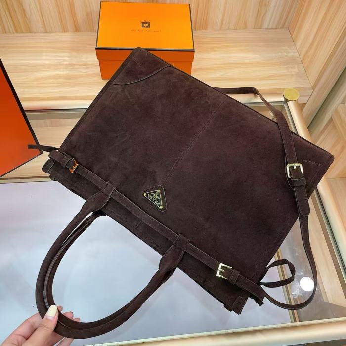 Suedette leather bag ,3A ,size 38*27*10.5cm and 32*14*10.2cm,no box,  B60-10-12