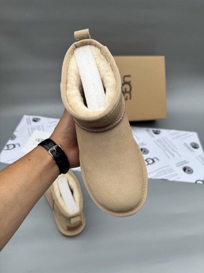 Women men leather fur boot shoes, size 35-45,  with box, SS50-368