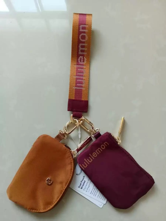 Waterproof nylon running yoga dual pouch wristlet  wrist key case coin purse bag,size 11.5*7*1cm,B25-28-56