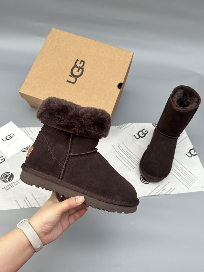 Women leather fur boot shoes, size 35-40,  with box, SS60-542