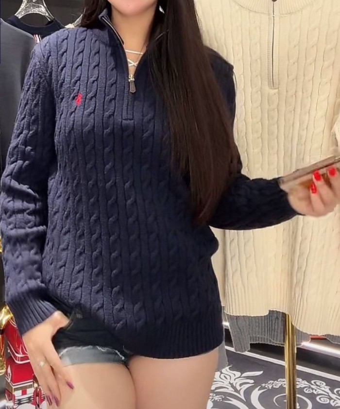 Embroidered knitted twisted stand-up collar sweater for women and men,size S-XXL,CL35-72-77