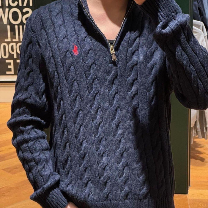 Embroidered knitted twisted stand-up collar sweater for women and men,size S-XXL,CL35-72-77