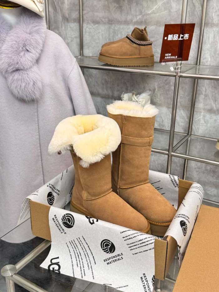 Women leather fur boot shoes, size 35-40,  with box, SS80-98