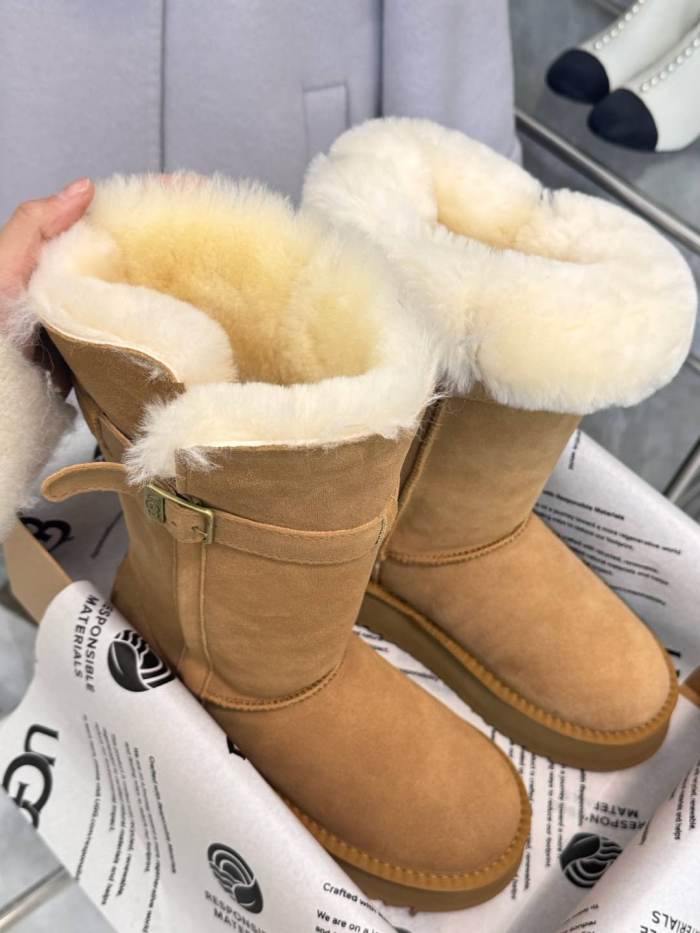 Women leather fur boot shoes, size 35-40,  with box, SS80-98