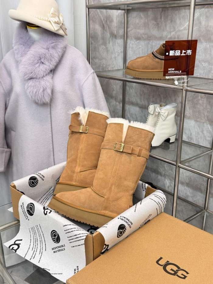 Women leather fur boot shoes, size 35-40,  with box, SS80-98