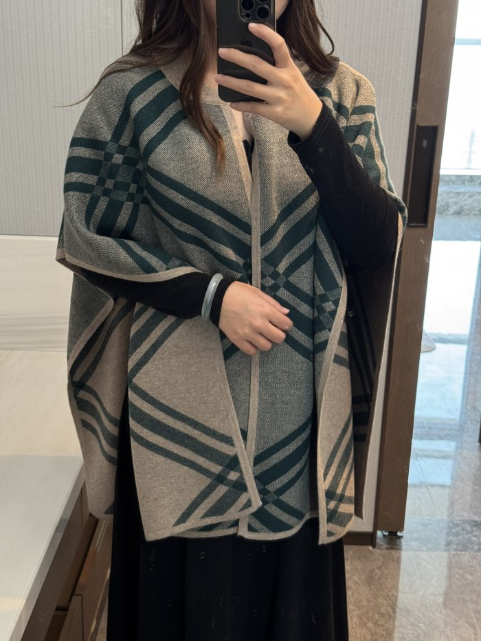 Double-sided wool and cashmere blended cape coat clothes，free size,CL60-49-52