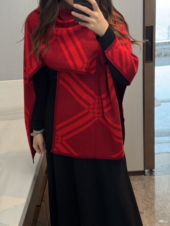 Double-sided wool and cashmere blended cape coat clothes，free size,CL60-49-52