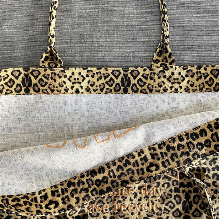 Leopard print embroidery canvas TOTE bag  , size 69*34*20cm or 40*23*23cm ,no box,  B35-240