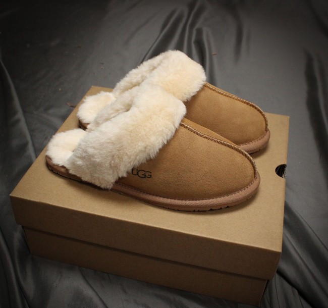 Women flat fur slipper shoes, size 34-44, with box, SS50-385-387