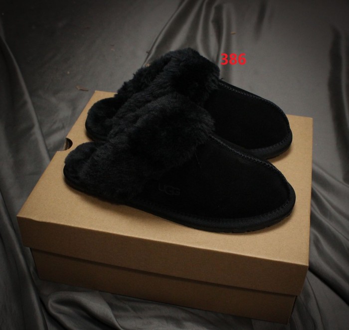 Women flat fur slipper shoes,  size 34-44, with box, SS50-385-387