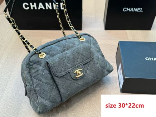 Denim and Split leather bag ,4A ,size 33*20cm,  B88-392
