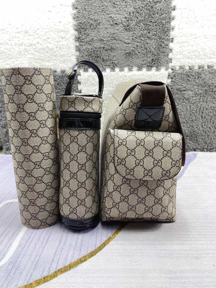 Canvas and split leather baby diaper bag + nursing bottle bag+ cushion, AAA, no box,diaper bag size  40x29x16cm,B98-180