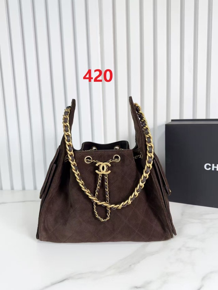 Velvet-finish leather bag ,5A ,size 30x26x14cm,no box,  B110-420