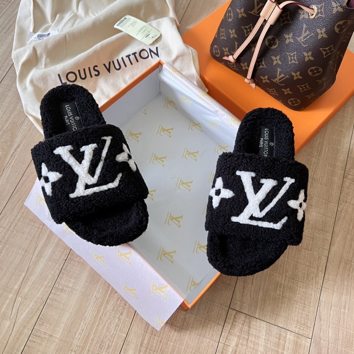 Women's flat wool indoor slippers, size 35-42, SS50-1880