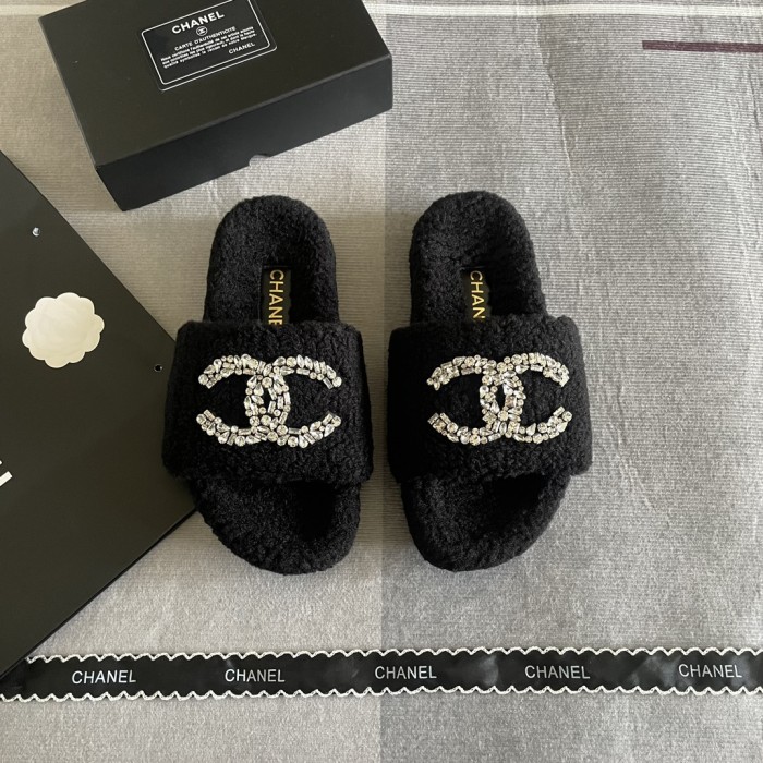 Women's flat wool indoor slippers, size 35-41, SS50-1847
