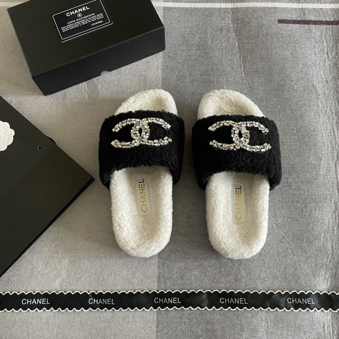 Women's flat wool indoor slippers, size 35-41, SS50-1844