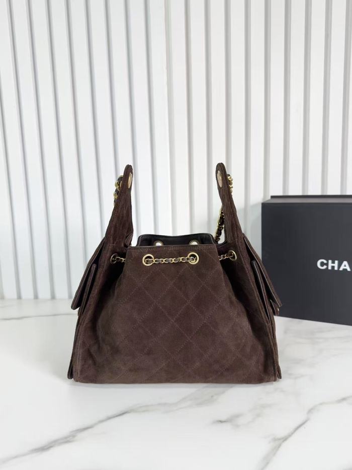 Velvet-finish leather bag ,5A ,size 30x26x14cm,no box,  B110-420
