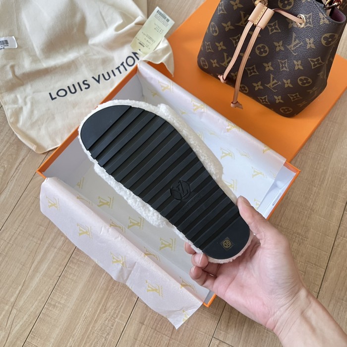 Women's flat wool indoor slippers, size 35-42, SS50-1874