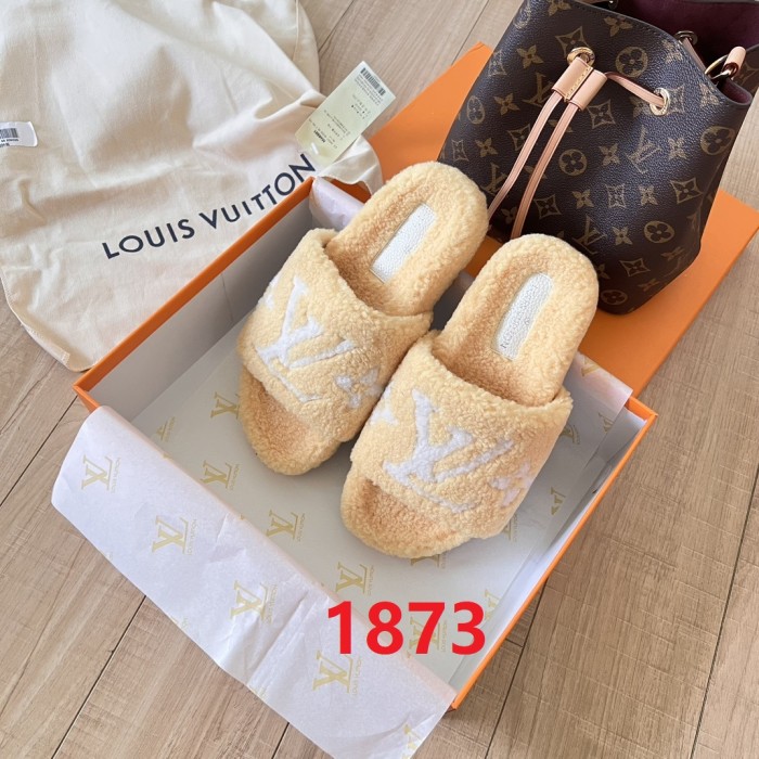 Women's flat wool indoor slippers, size 35-42, SS50-1873
