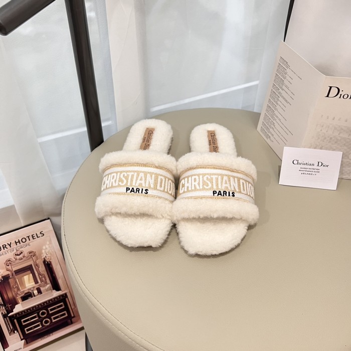 Women's flat wool indoor slippers, size 35-42, SS50-1869