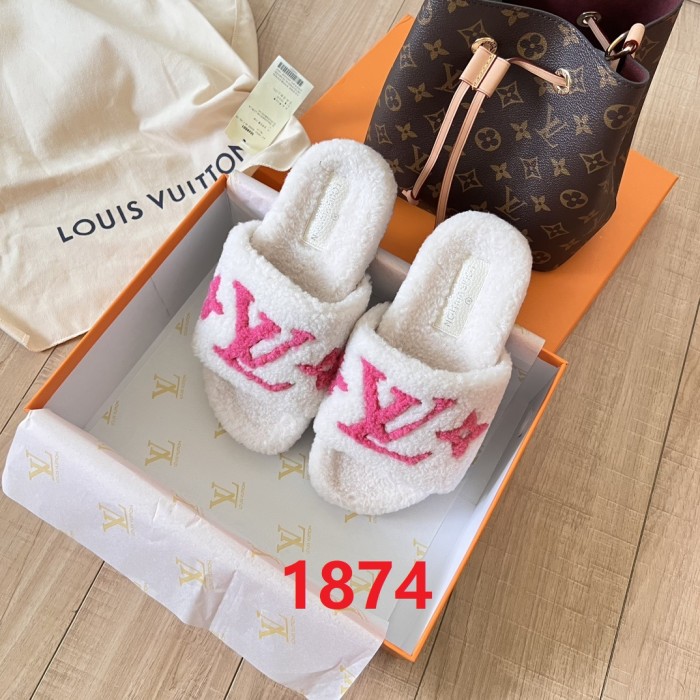 Women's flat wool indoor slippers, size 35-42, SS50-1874