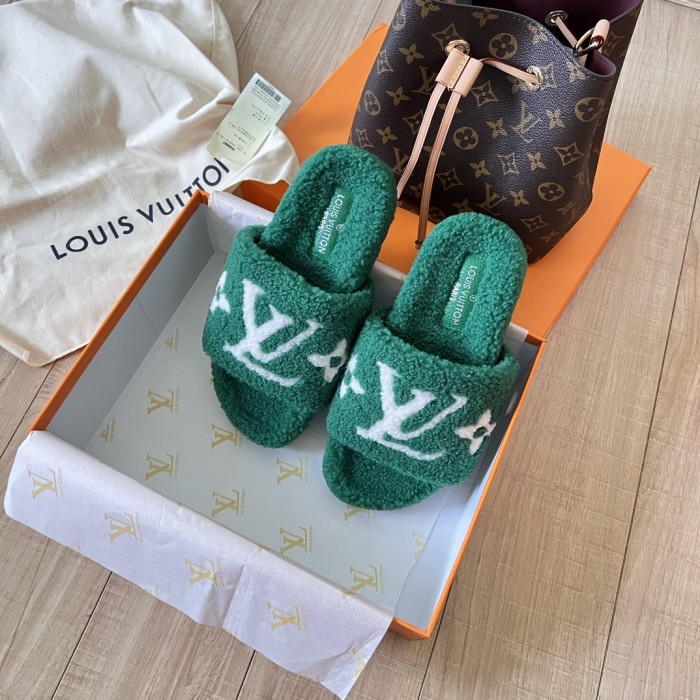 Women's flat wool indoor slippers, size 35-42, SS50-1876