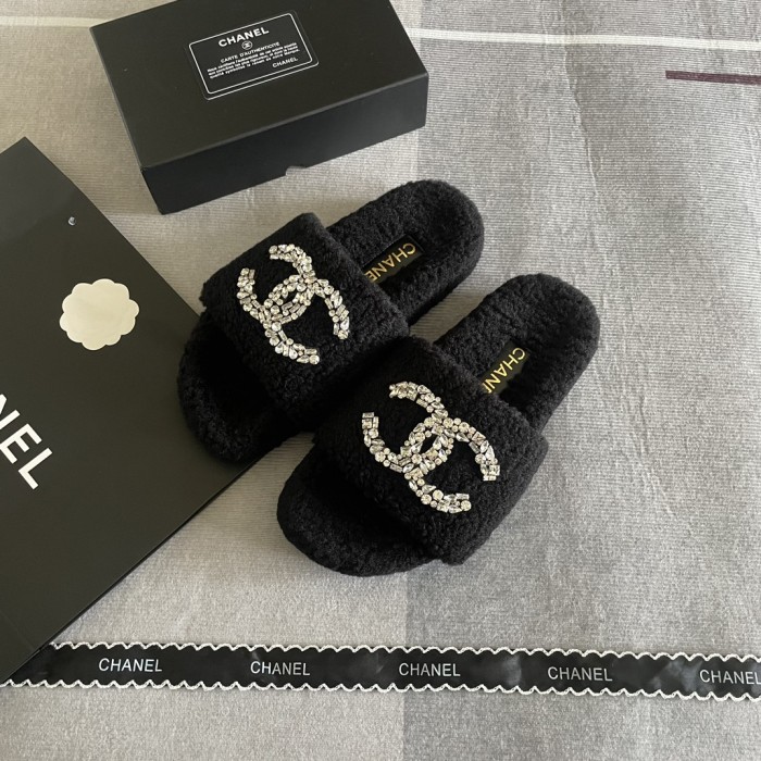 Women's flat wool indoor slippers, size 35-41, SS50-1847