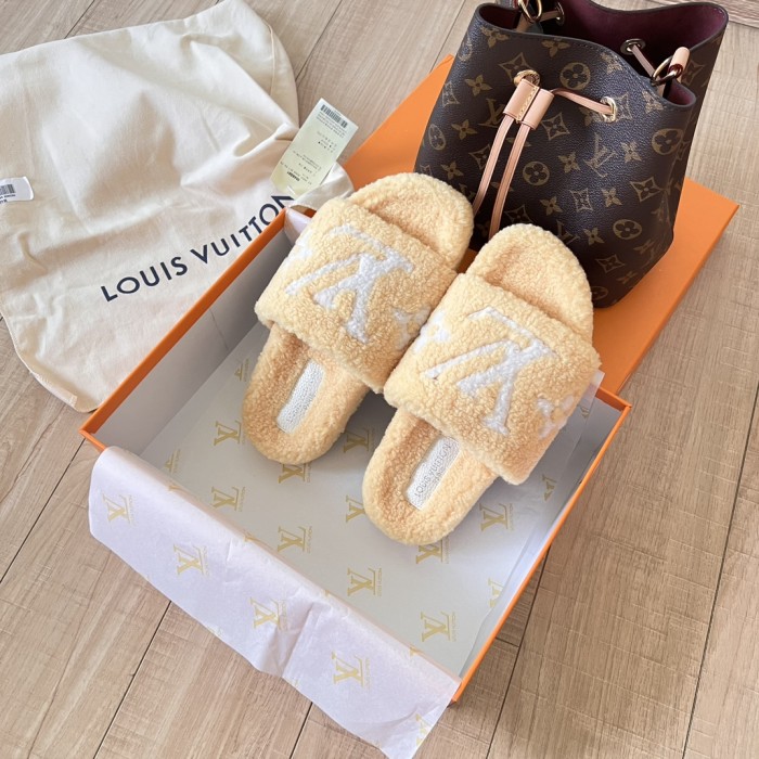 Women's flat wool indoor slippers, size 35-42, SS50-1873