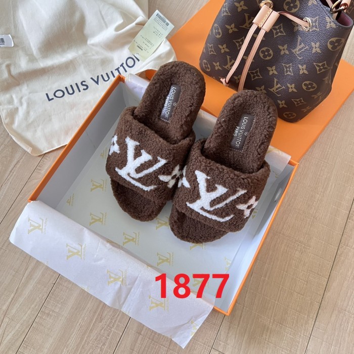 Women's flat wool indoor slippers, size 35-42, SS50-1877