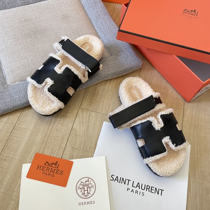 Women's flat wool indoor slippers, size 34-43, SS50-1892