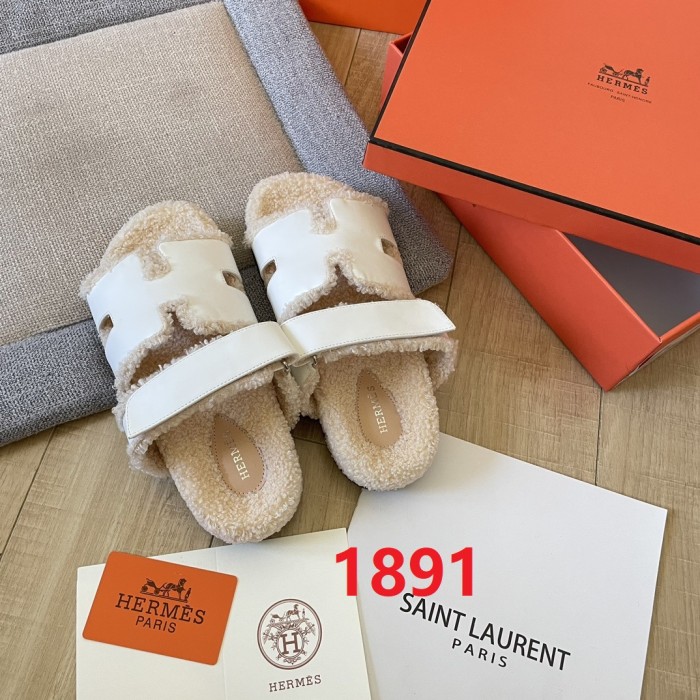 Women's flat wool indoor slippers, size 34-43, SS50-1891