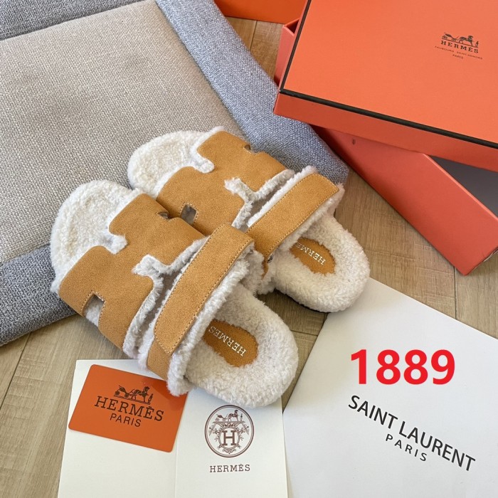 Women's flat wool indoor slippers, size 34-43, SS50-1889
