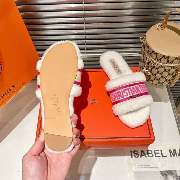 Women's flat wool indoor slippers, size 35-40, SS50-1904-1907