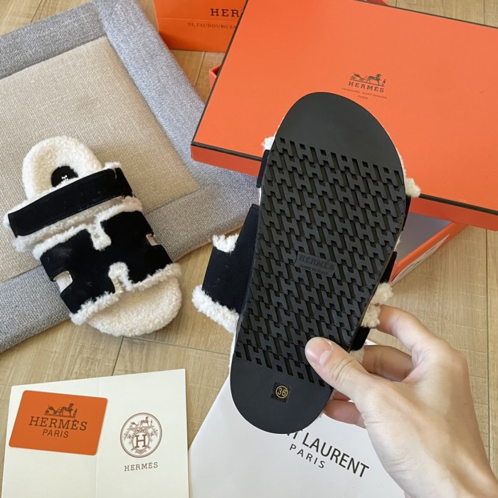 Women's flat wool indoor slippers, size 34-43, SS50-1887