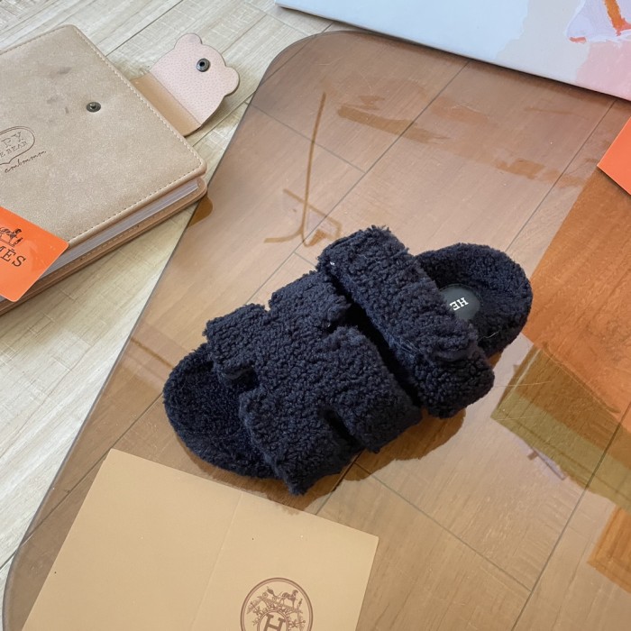 Women's flat wool indoor slippers, size 34-43, SS50-1897