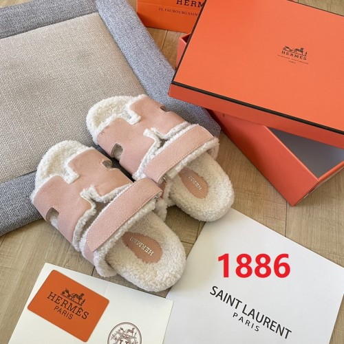 Women's flat wool indoor slippers, size 34-43, SS50-1886