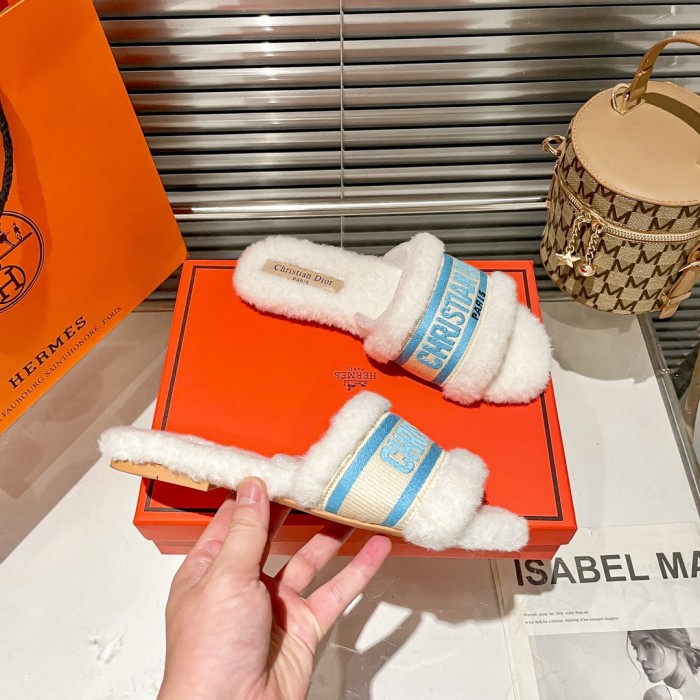 Women's flat wool indoor slippers, size 35-40, SS50-1904-1907