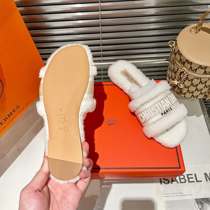 Women's flat wool indoor slippers, size 35-40, SS50-1904-1907