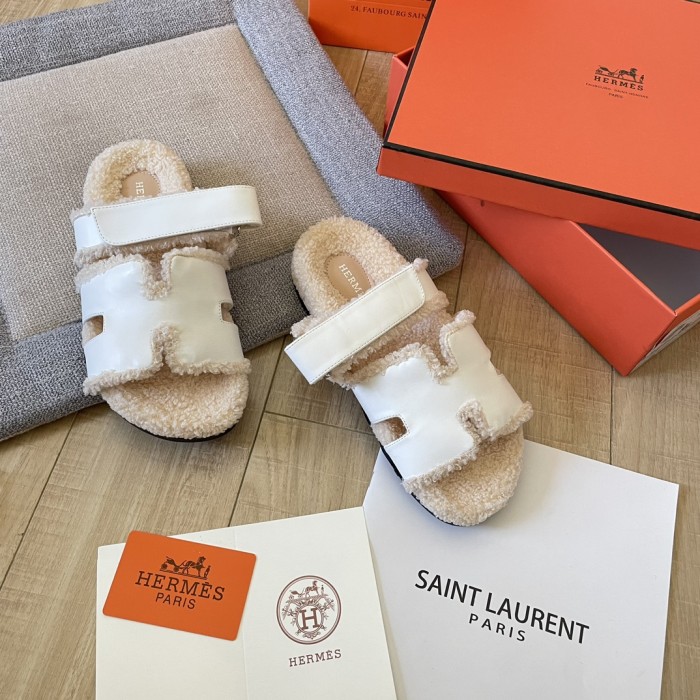 Women's flat wool indoor slippers, size 34-43, SS50-1891