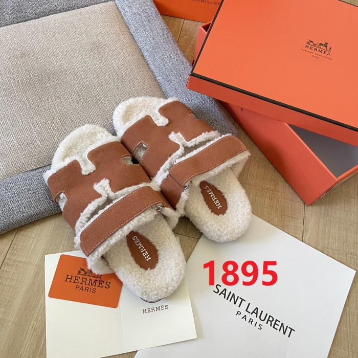 Women's flat wool indoor slippers, size 34-43, SS50-1895