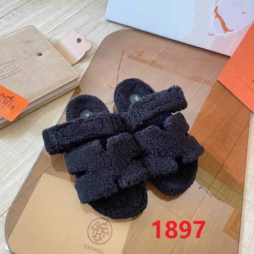Women's flat wool indoor slippers, size 34-43, SS50-1897