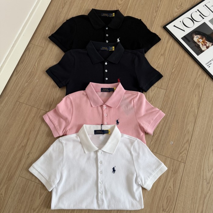 Women's cotton embroidered collared short-sleeved T-shirt,please size one up,CL25-322-328