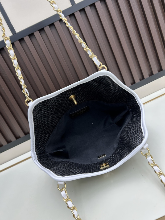 Leather and woven raffia bag ,5A ,size 30x20x6cm,  B98-190