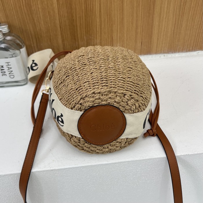 Straw raffia leather bag , size 19*19*13cm ,no box,  B25-156-157